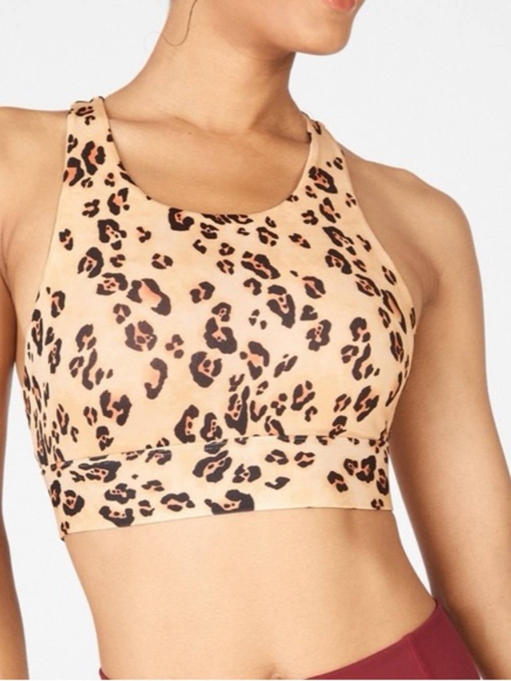Fabletics Leopard Print High Neck Sports Bra